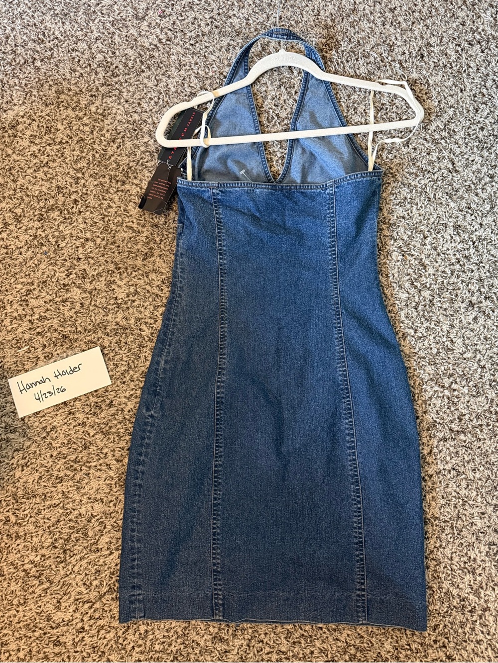 Vintage Ralph Lauren Denim Halter Bodycon Dress - Dark Blue - Picture 2 of 6